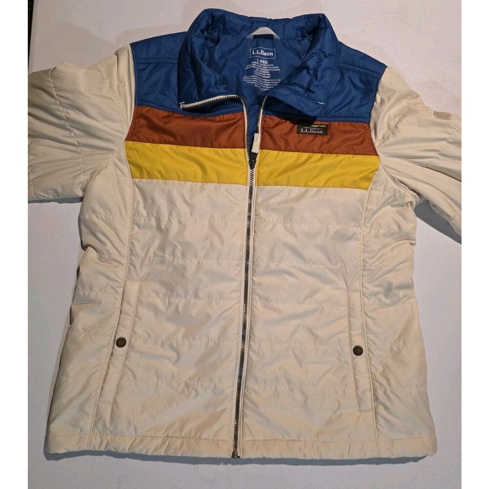 L.L.Bean Mountain Classic Puffer Jacket Womens Large Colorblock Insulated - Picture 2 of 6